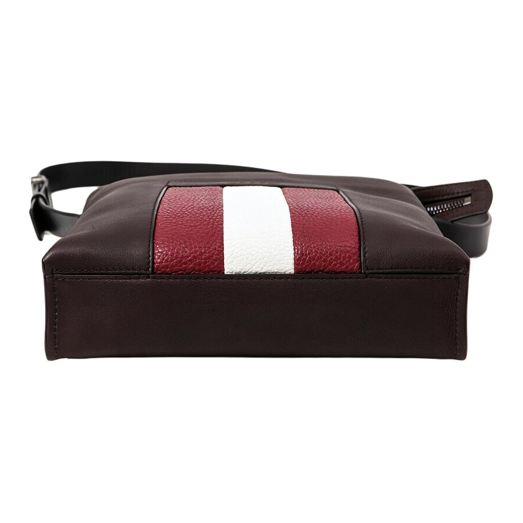 Bally Classic Red And White Striped Leather Shoulder Messenger Bag Men Bags Brown BAUMAS-221
