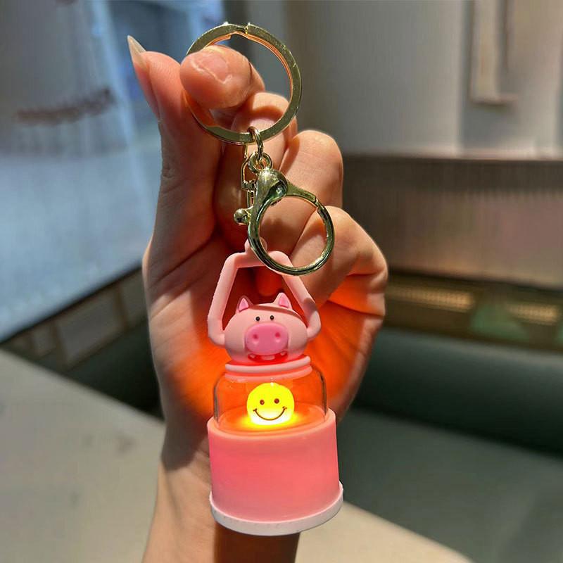 Cartoon Fluorescent Pig Keychain Bag Mobile Phone Pendant Accessories Gift Toy