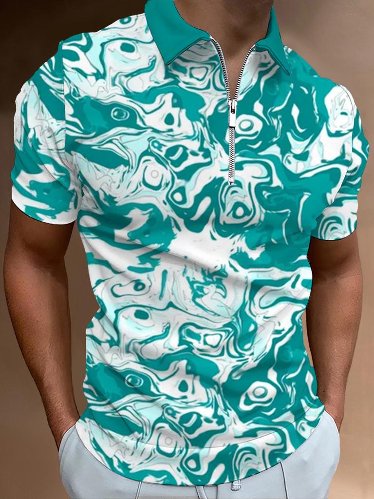 Trendiges kurzärmeliges Poloshirt mit nautischem Aufdruck, lässige Herren-Tageskleidung.