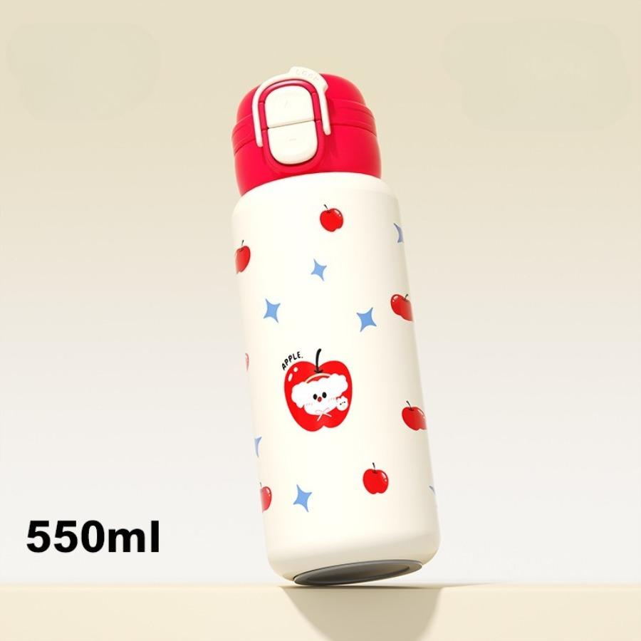 550ml Stainless Steel Children's Water Bottle,Student-Style High-Appearance Insulated Cup,Cartoon Dual-Drink Bounce Cup, Portable Outdoor Water Bottle