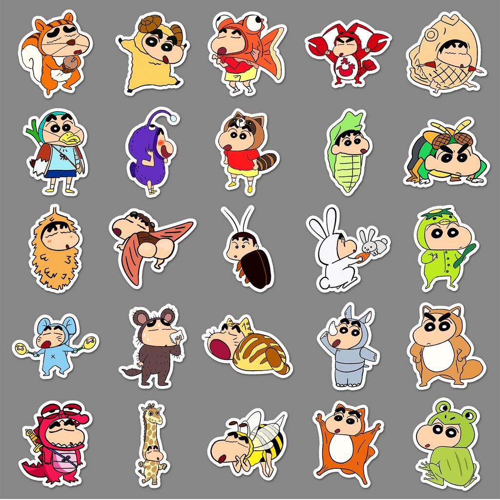 50 Crayon Shin-chan Dress-up Stickers: Cute, Funny, Waterproof Anime Decorations for Phone Cases and Planners.