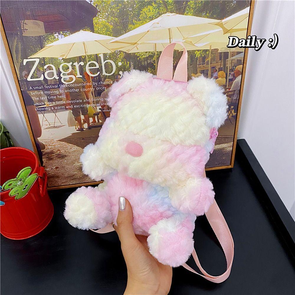 

Сумка на одно плечо с медведем, милый плюшевый рюкзак большой вместимости, регулируемая длина, рюкзак для женщин и мужчин розовый