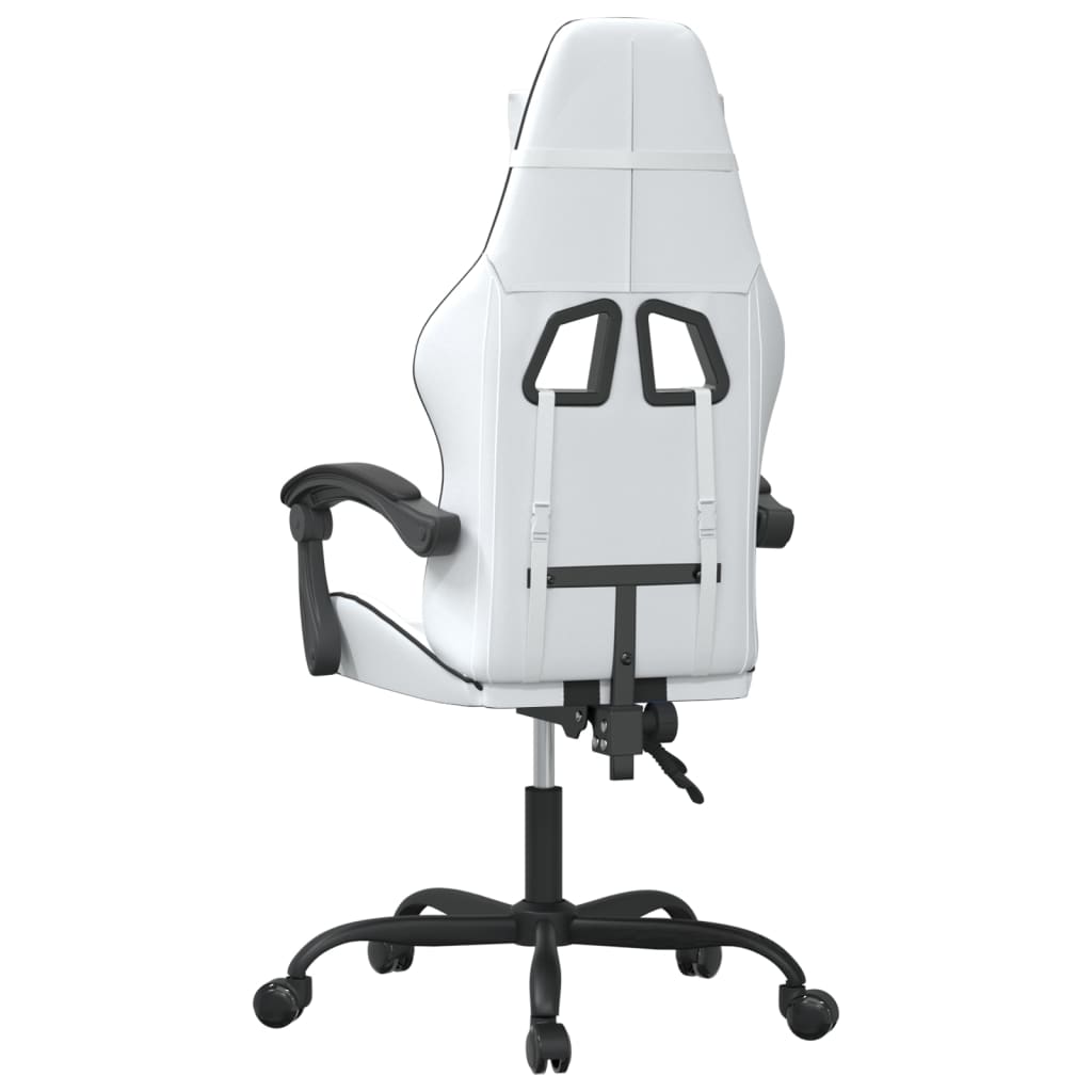 Vidaxl Swivel Gaming Chair, White-Black, Faux Leather