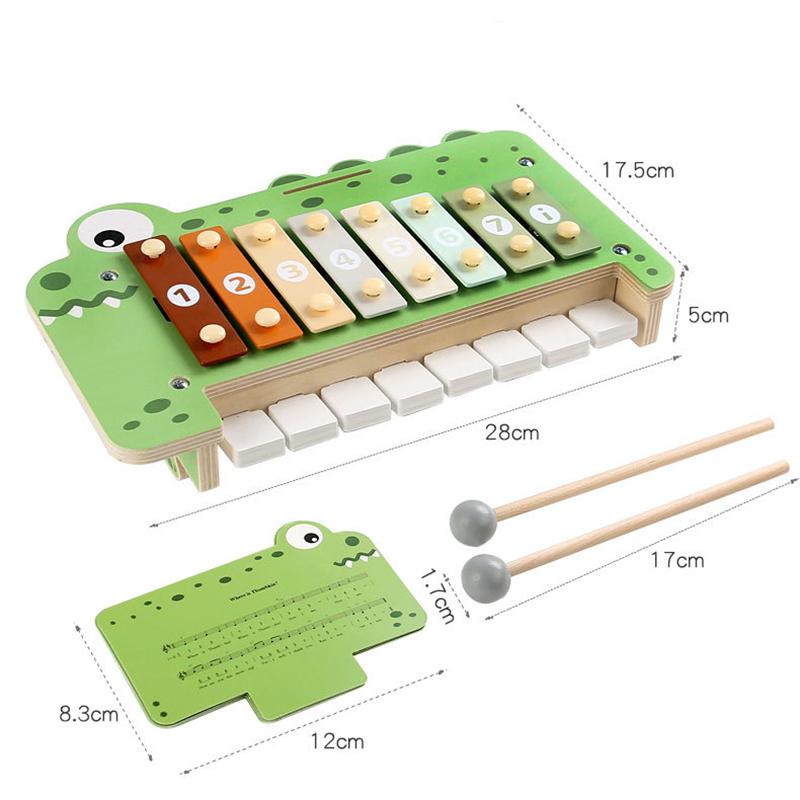 2-in-1 Musikinstrumente Montessori Spielzeug 8-Ton Xylophon Klavier Parish Musikspiel Lernspiel Holz Musikspielzeug für Kleinkinder