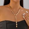 Dainty Irregular Sequin Y-shaped Long Necklace for Women Unique Gold Color Sweater Chain Wedding Banquet Party Body Jewelry Gift