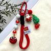 Christmas Bag Charm With Santa Claus And Christmas Tree Beads Festive Red Braided Strap Accessory For Backpack Purse Bag Charm