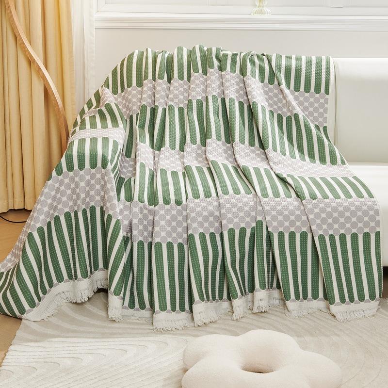 Bawełniana Narzuta na Sofę Koc Uniwersalny na Wszystkie Pory Roku Geometryczny Nadruk Ręcznik na Sofę Dekoracja Salonu Gobelin Ręcznik na Kanapę