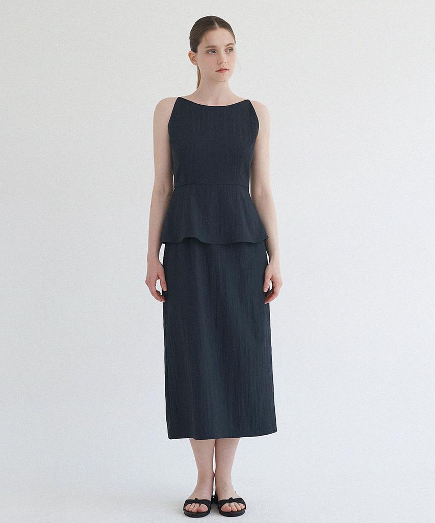 Micene Lowell Sleeveless Peplum Long Dress