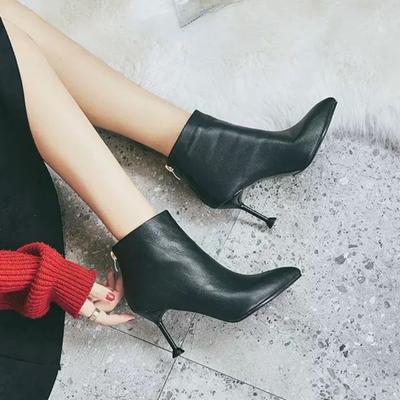Footwear Very High Heels Booties Sexy Short Shoes for Woman Leather Women's Ankle Boots Pointed Toe Heeled Fashion 2024 Sale Y2k