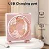 Square Desk Fan USB Rechargeable Low Noise Strong Wind Personal Fan Home Office Travel Outdoor Portable Electric Cooling Fan