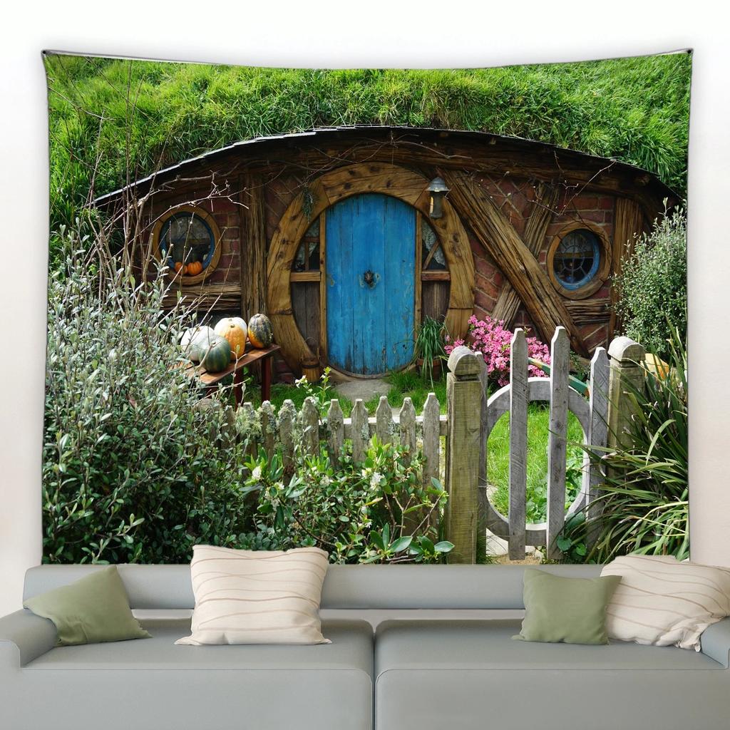 Spring Butterfly Flowers Tapestry Retro Wooden Fence Nature Pink Rose Plants Floral Wall Hanging Garden Home Decor Scenery Cloth