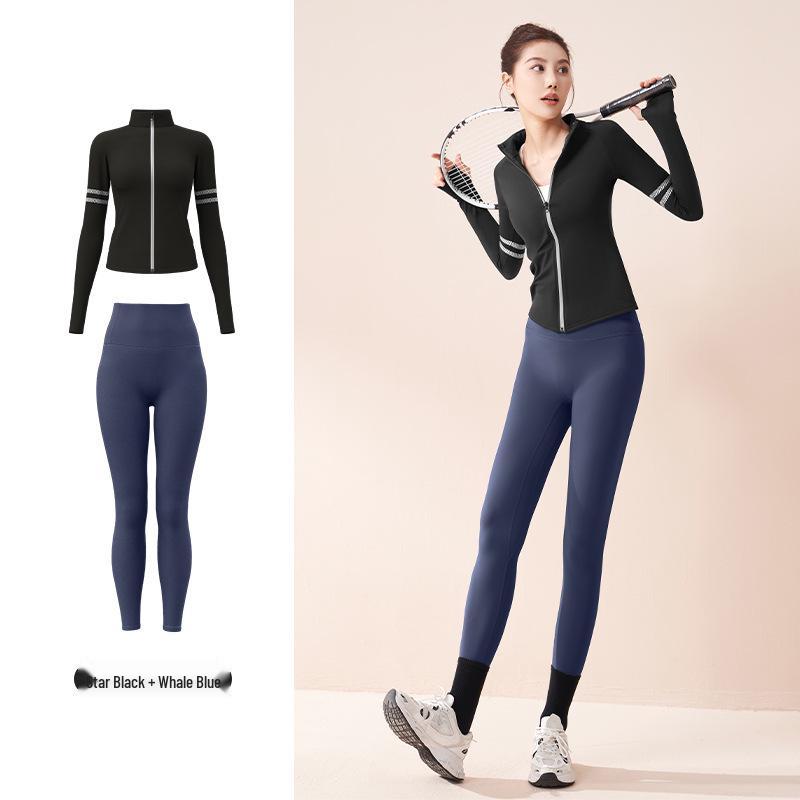 Autumn & Winter Breathable Women s Fitness & Running Sportswear Set with Letter Print XL