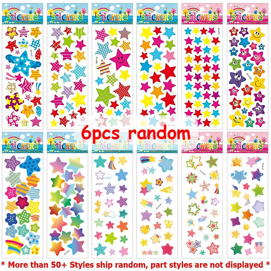 

6/12/24pcs Cartoon Bubble Stickers - Star Design | Self-Adhesive, Easy to Stick | for Laptop/Luggage Decor, Student Incentives