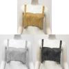 Metallic Streetwear Women Tank Top With Rhinestone Embellishments