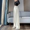 European Cotton Velvet Wide-Leg High-Waisted Women's Corduroy Pants for Autumn/Winter - Drapey, Casual, Floor-Length.