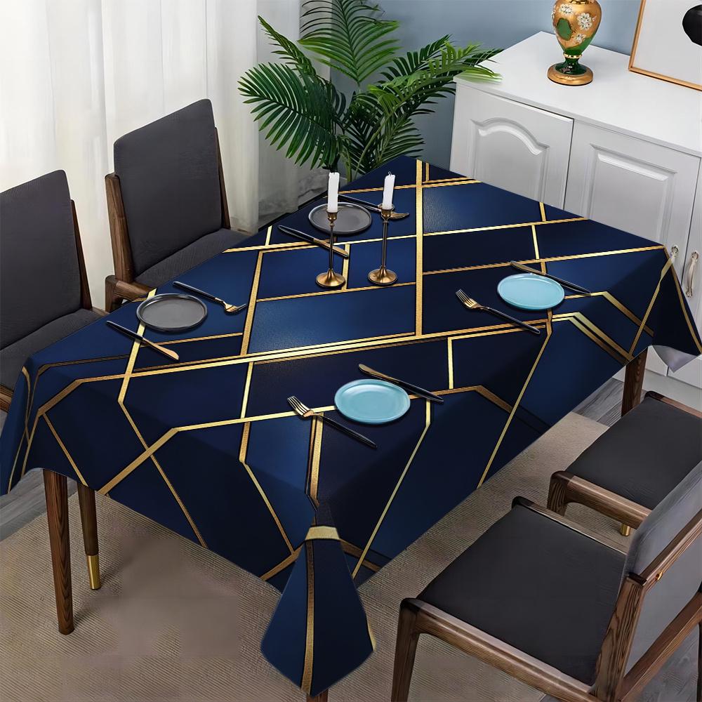 1pc Geometric Pattern Printed Rectangular Tablecloth for Dining Table and Coffee Table Coverzyc