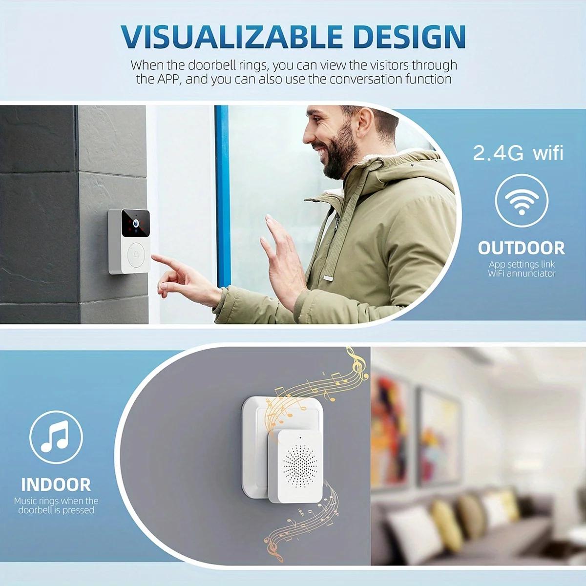

Tuya Smart Video Doorbell Camera HD Wireless doorbell for Home Security, Night Vision, Voice Change, 2-Way Audio, Waterproof білий