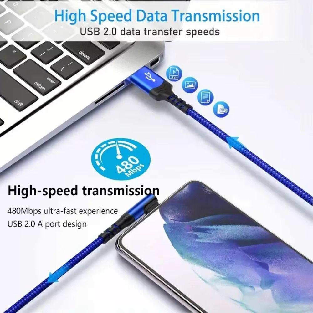60W Power 90 Degree Elbow Cable 10Gbps Speed Nylon Braided Cable Fast Charging Cable Fast Charging