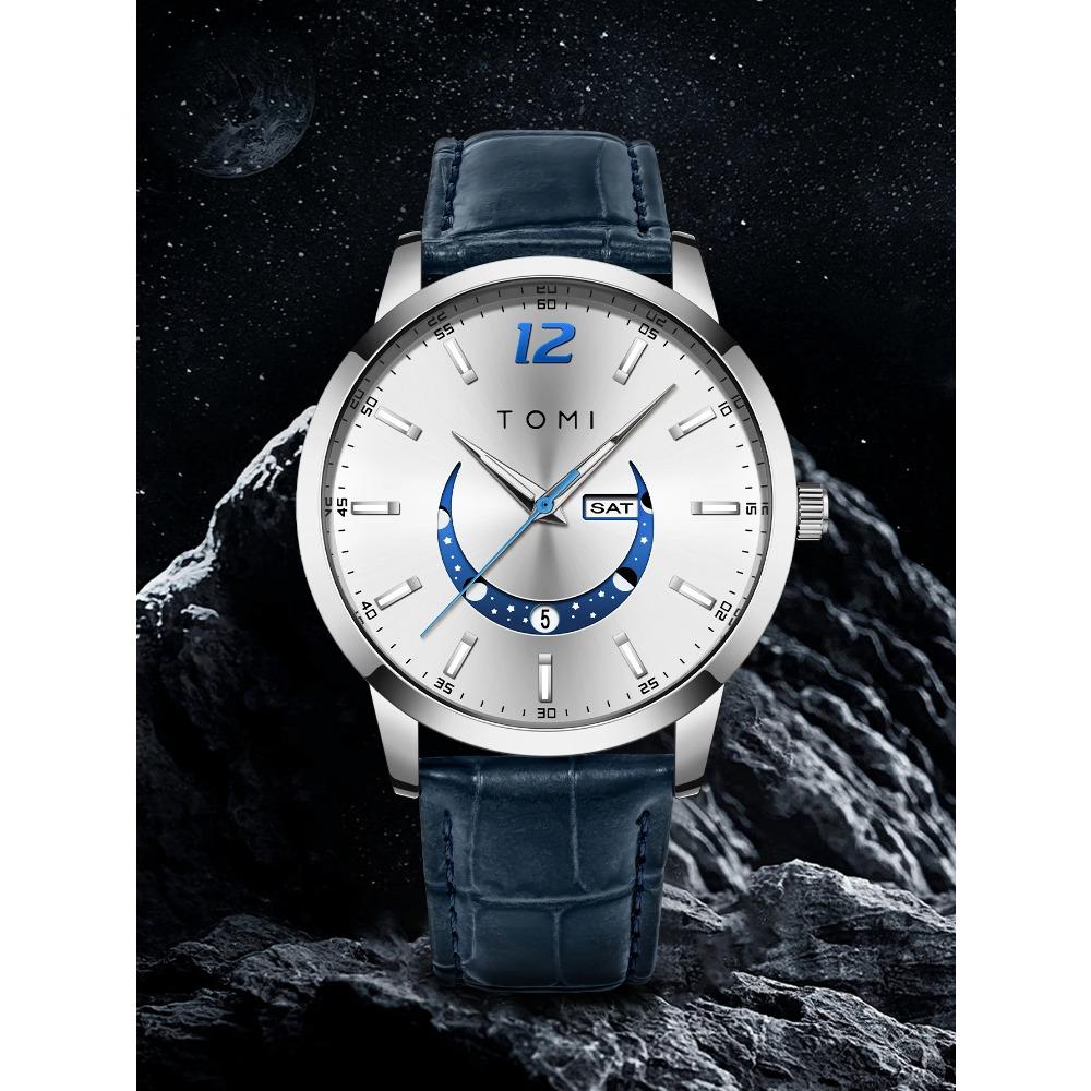 Luxury Business Fashion Quartz Watch with Leather Strap Alloy Case Pointer Dial-Premium Design Men's Gift