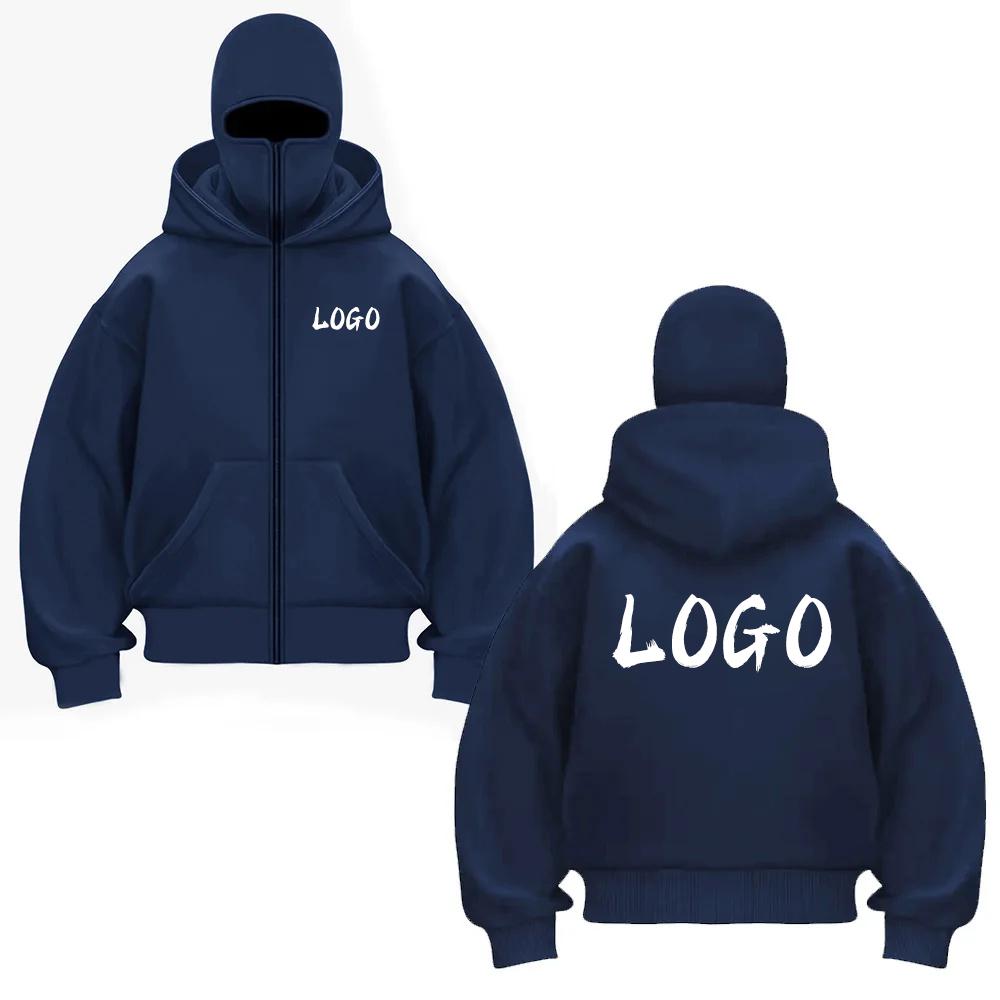 Custom Your Logo DIY Autumn Unisex Fashion Double Layer Hoodie Y2K Oversized Loose Zipper Sweatshirt Street Trend Sportswear