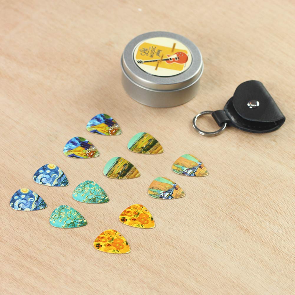 Jasenna Guitar Stylish Plectrums for Bass and Stringed Made of Plastic with Storage and Thick Picks, 12-Pack, Instruments, Case, Non-Slip,