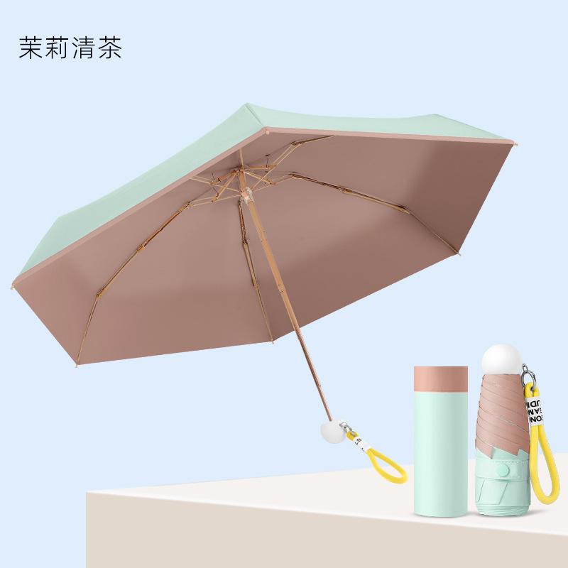 Small and Cute Wind Sunscreen Umbrella UV Protection Sun Umbrella Color Glue Fabric Portable Folding Parasol Rain and Shine