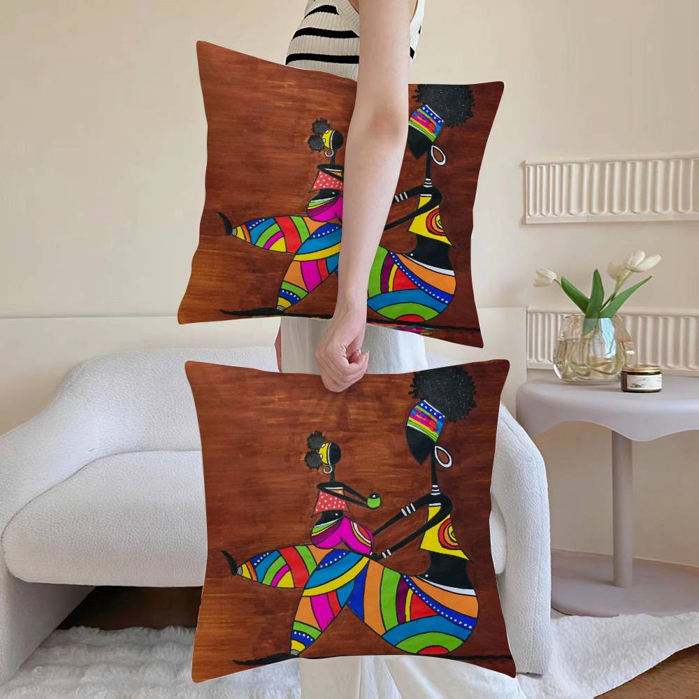 Abstract Painting African LPillow Case Sofa and Living Room Decorative Cushion Covers Dust-proof and Mite-proof Invisible Zipper