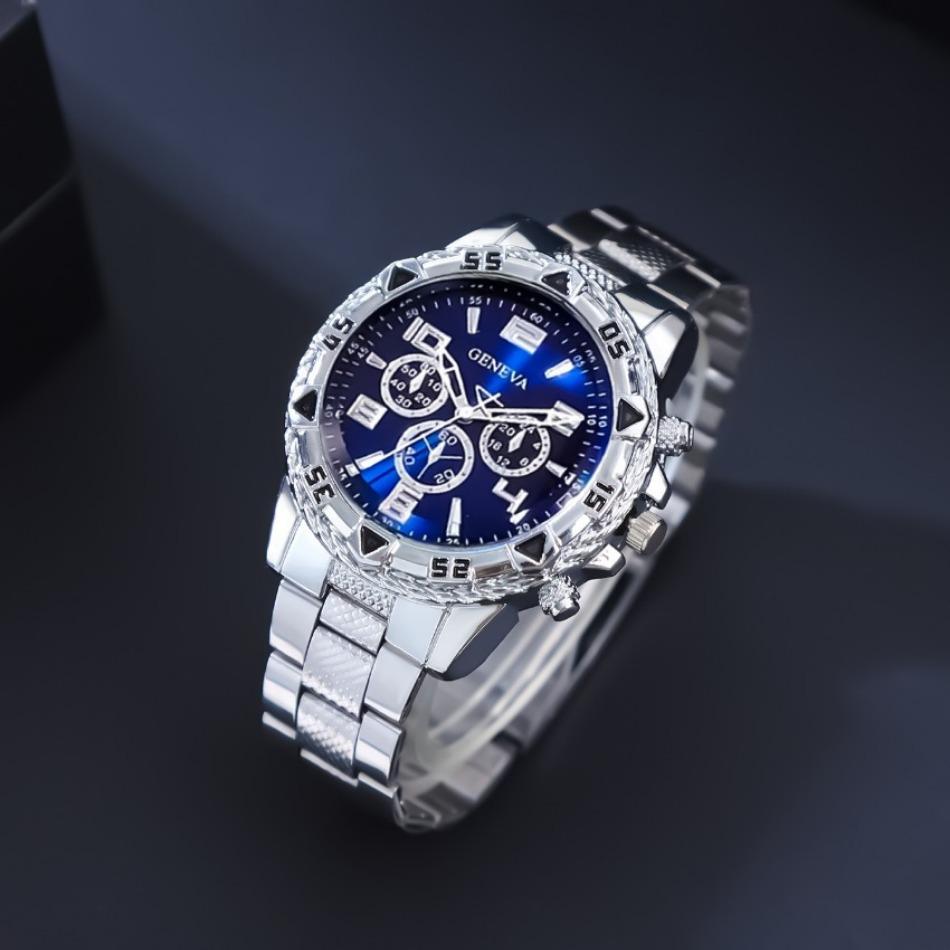 2pcs/Set Men's Fashion Luxury Watch Round Analog Mens Watch Casual Quartz Wrist Watch for Men Birthday Daily Holiday Gifts