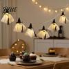 Reusable Holiday Seasonal Lights Halloween Ghost String Light Hanging Fabric with Wizard Hat Gift for Kids Glowing Fairy Fireplace Home Party