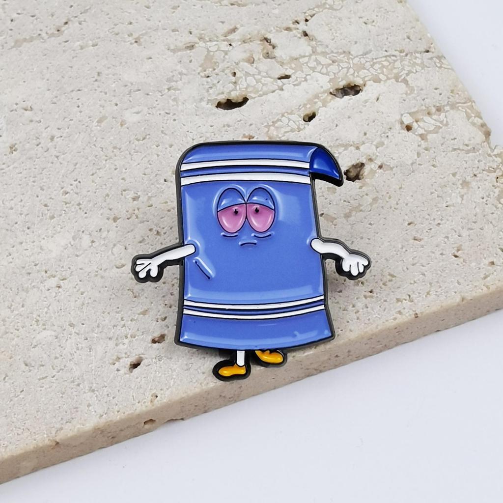 Blue Cartoon Little Person Brooch: Anti-Exposure Alloy Badge and Backpack Accessory