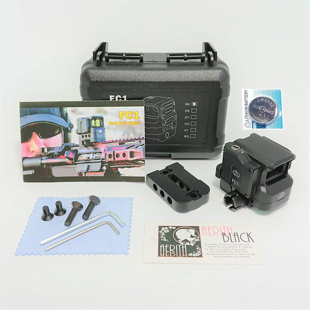 [AERITH BLACK] FC1 Type Replica Compact Red Dot Sight with Battery, Black, Engraved, FC1 (BK B)