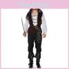 Comfortable And Trendy Men's Pirate Outfit For Anime Cosplay Featuring Unique Skeleton Theme