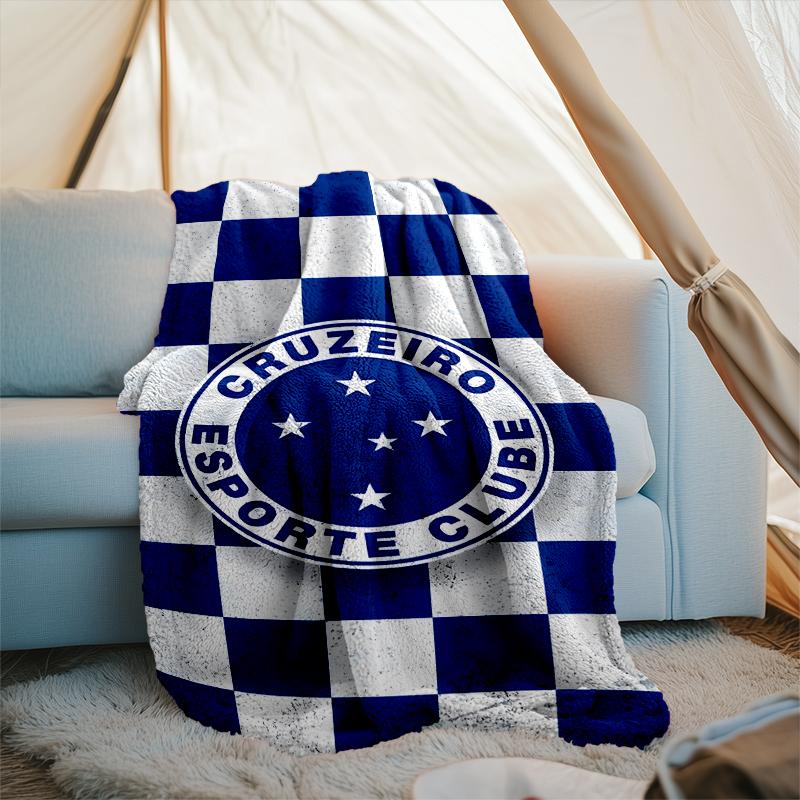 1PC Cruzeiro Esporte Clube Crest Printed Soft Flannel Blanket Throw for Adult Bedroom Living Room Sofa Camping Travel Fan gifts Christmas Gifts