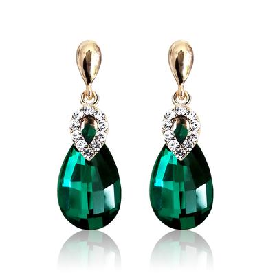 Luxury Crystal Waterdrop Clip On Earrings CZ No Pierced Earrings Women Girls Ear Cuff Wedding Party Jewelry