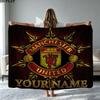 1PC Manchester United F Custom Name Patterned Flannel Blanket Suitable For All Seasons for Home Decor Warmth and Comfort Gifts Holiday Present