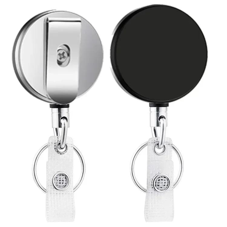 1pcs Retractable Badge Reel ID Card Lanyard Name Tag Metal Key Chain Ring Belt Clip Pull Keyring Id Badge Holder Badge Clip