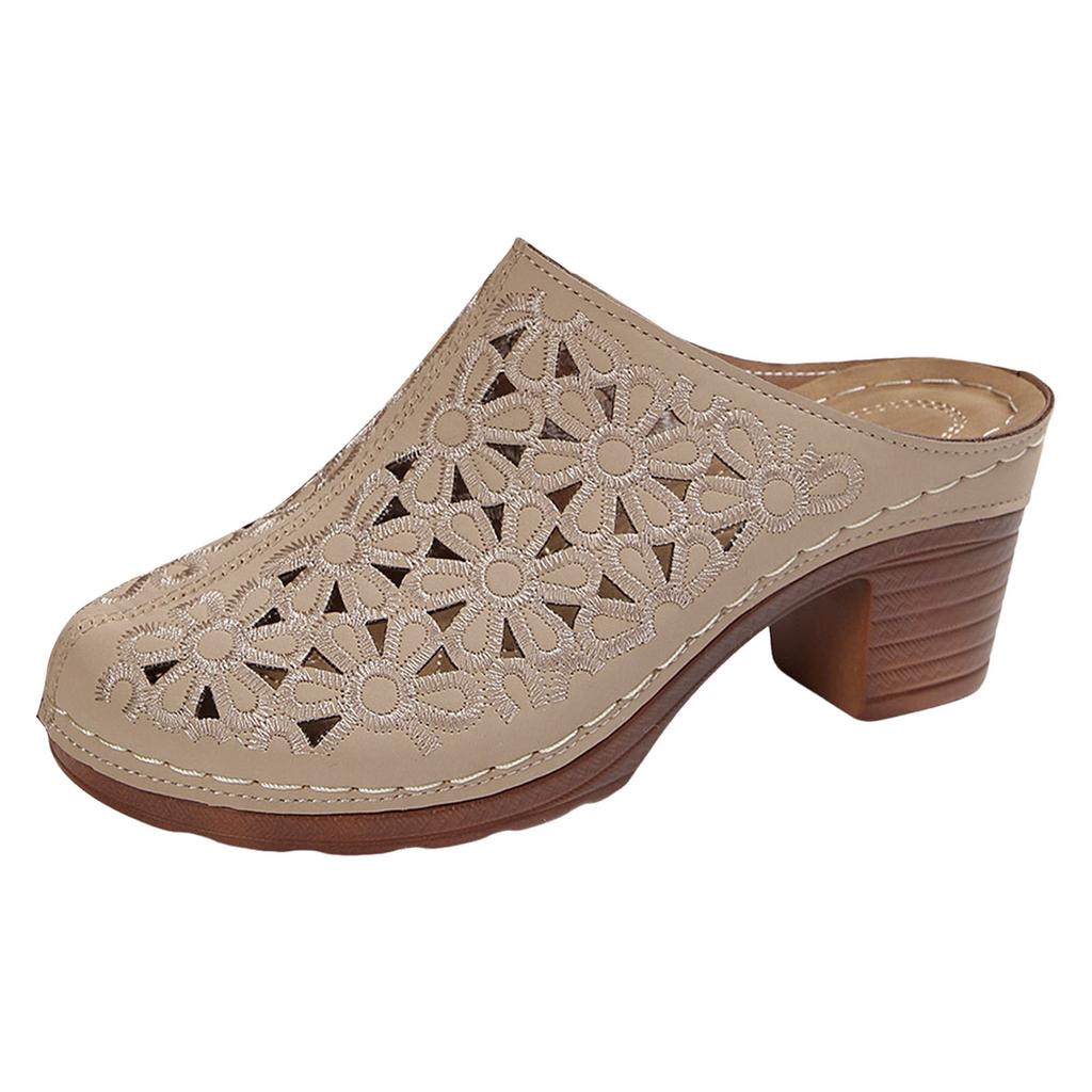 Fashionable And Versatile Women'S Slippers Thick Mid Heel Soft Sole 206 Collective Womens Sandals Women Leather Sandals Size 6