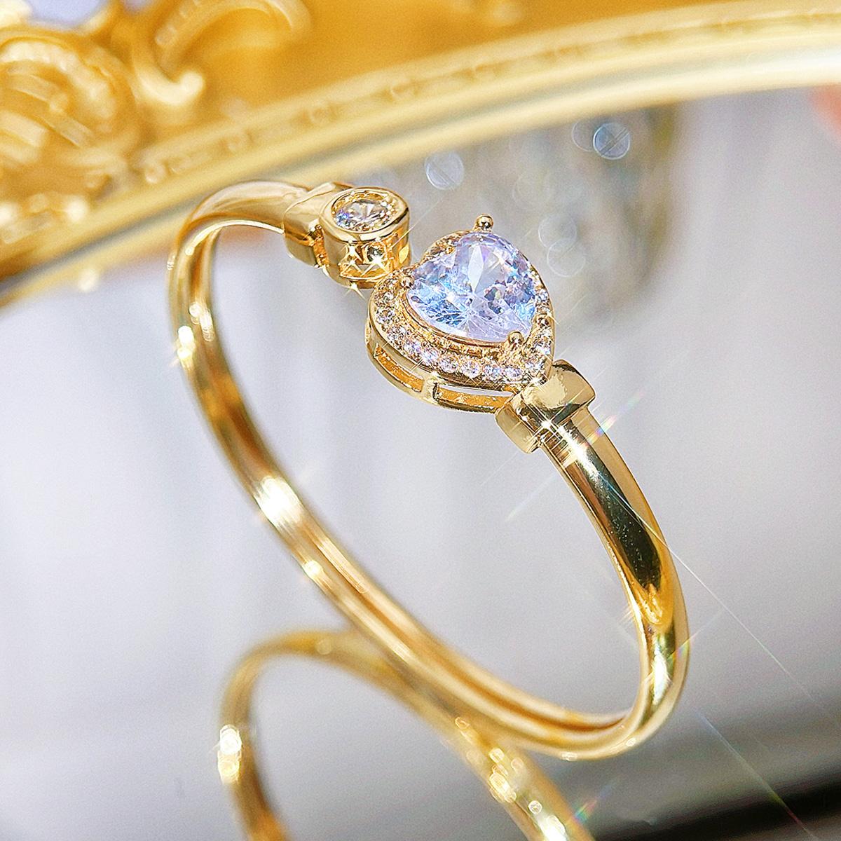 

WWJ Изысканный Цирконий в форме любви, золотой, регулируемый, большой браслет, для невесты, свадьбы, помолвки, вечеринки, ювелирные изделия, аксессуары белый