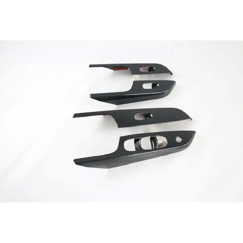 For Nissan Navara D23 Frontier NP300 2017- Carbon Fiber Style Door Window Armrest Cover Switch Panel Trim Molding Garnish