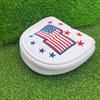 Golf Club Head Cover for Woods Driver Fairway Hybrid Faux Leather Mallet Putter Covers with Magnetic Closure US Flag Pattern Blade Headcover Protector