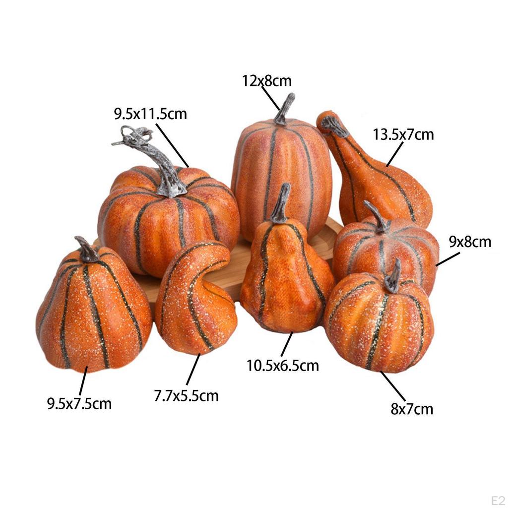 8x Artificial Pumpkins Decoration Foam Autumn Harvest Simulation for Festival