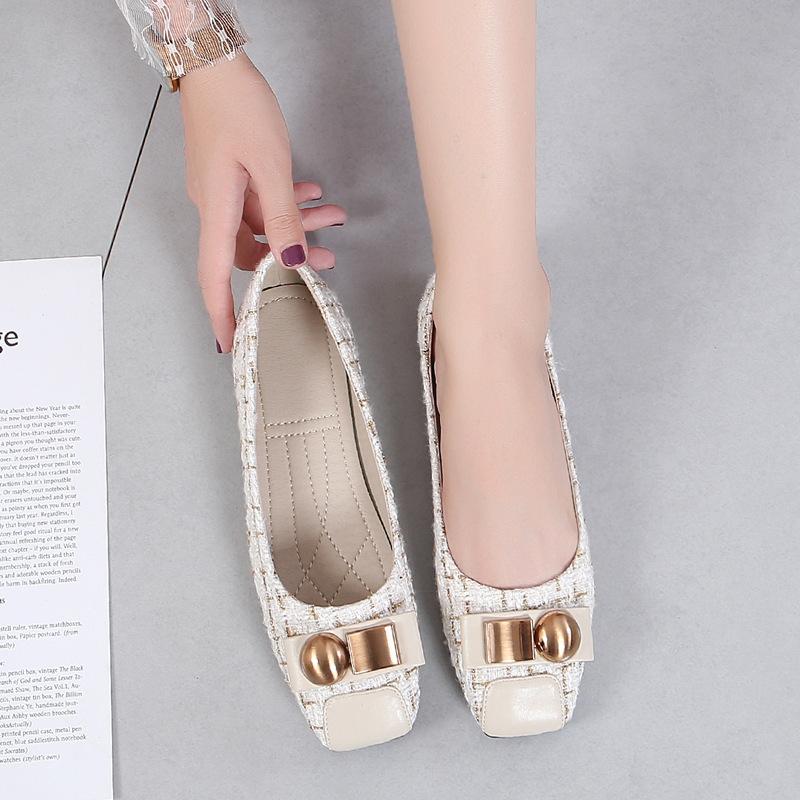 Women's Lightweight Square Toe Flats Comfort Slip On Flat Ballet Shoes for Women Business Casual Loafer Dressy Shoes for Evening Party Wedding