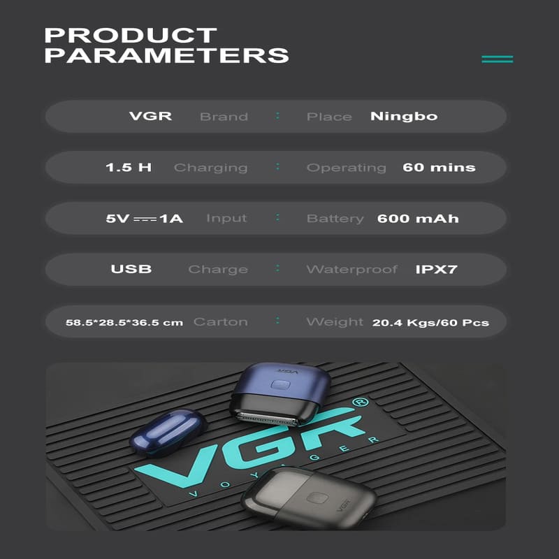 VGR V-340 Shaver Professional Electric Razor Reciprocating Shaving Machine IPX7 Waterproof Beard Trimmer Mini Shaver for Men Safe and Skin-friendly