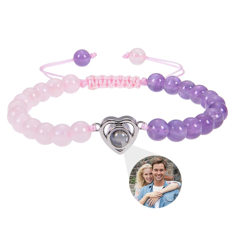 

Браслет з проекцією фото з натурального каменю Браслети Персоналізований браслет з проекцією фото Пам ять для пари Подарунок Template A&Stainless Steel