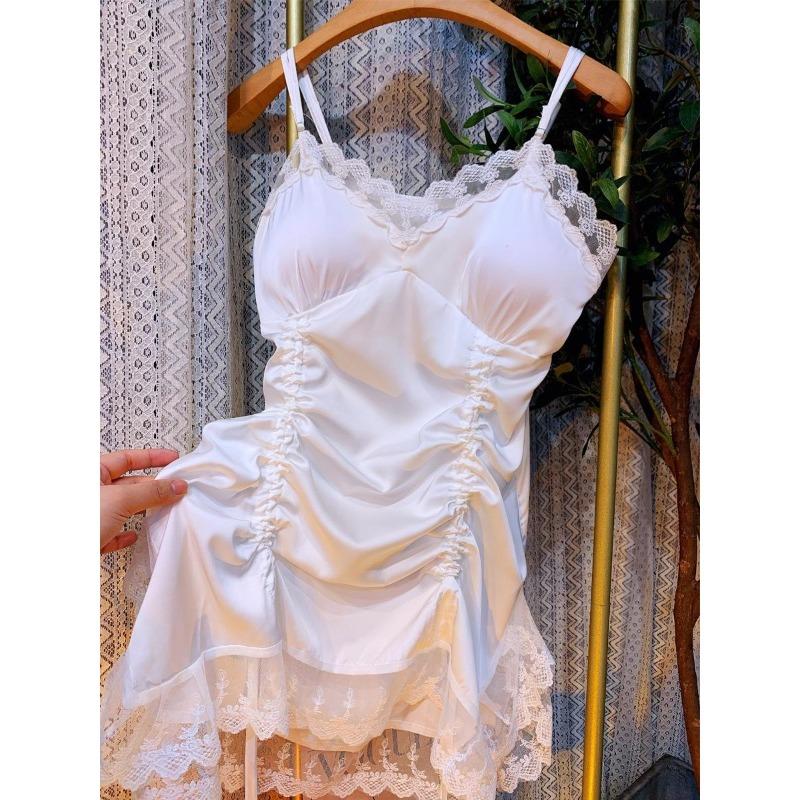 Pajamas Women's Summer Ice Silk Nightgown Two-piece Set High-end New Pure Desire Sexy Loungewear Spring and Autumn