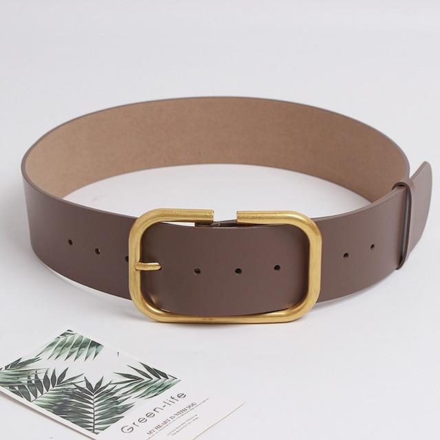

Длинный широкий ремень из искусственной кожи с большой пряжкой и разрезом, индивидуальный женский новый модный универсальный ремень 113cm хаки