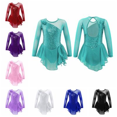 Abito da pattinaggio di figura per bambini Abbigliamento da competizione di pattinaggio su ghiaccio Abiti da ginnastica per danza classica per ragazze
