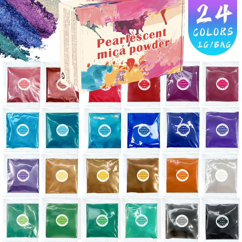 24 Colors/36 Colors Set 1g Bagged Pearlescent Powder/Handmade DIY Mica Powder Pearlescent Painting Watercolor Ink Candle Pigment Pearlescent powder