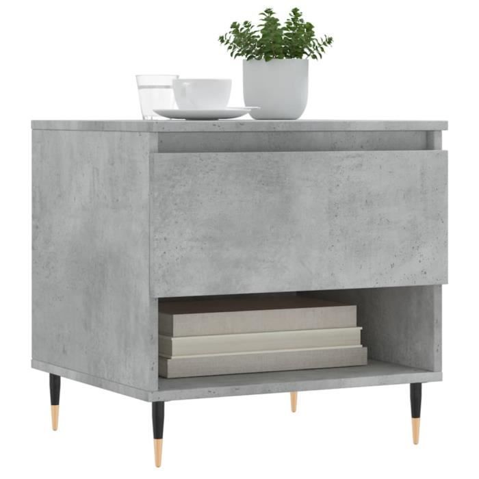 Table basse - VIDAXL - 50x46x50 cm - Bois d'ingénierie - Gris béton - Design contemporain