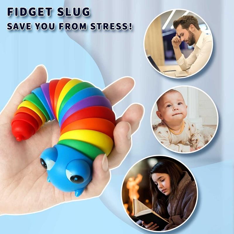 Toys Decompression Children's Adults Wriggling slug Caterpillar Fidget slug 3D Fun Vent toy  Jewelry Accessory
